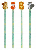 Ołówek z gumką Lis, Szop, Miś, Wiewiórka Incood